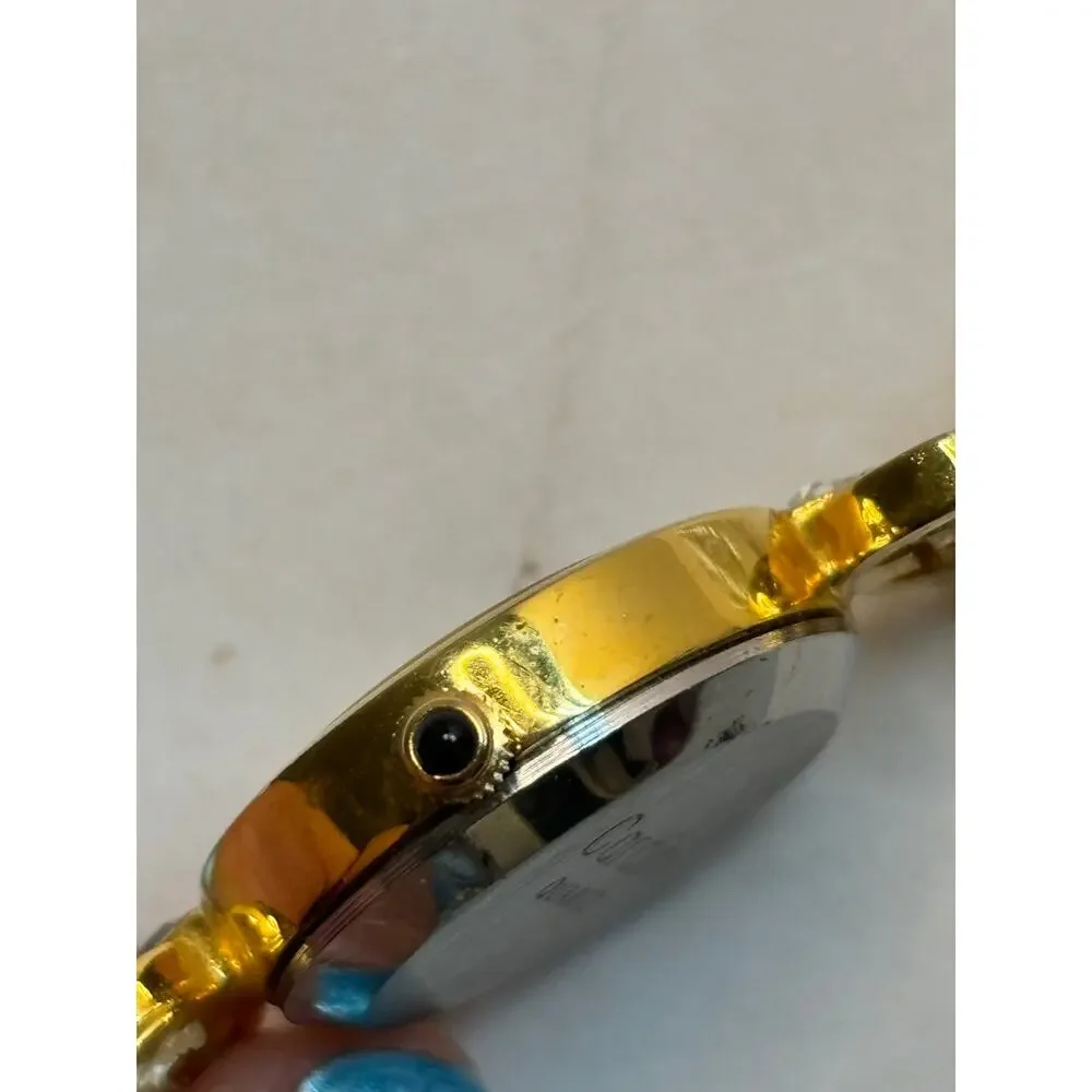 Vntg Luxury Cardini Gold Tone Womens Wrist Watch UNTESTED Simulated Pearl Band